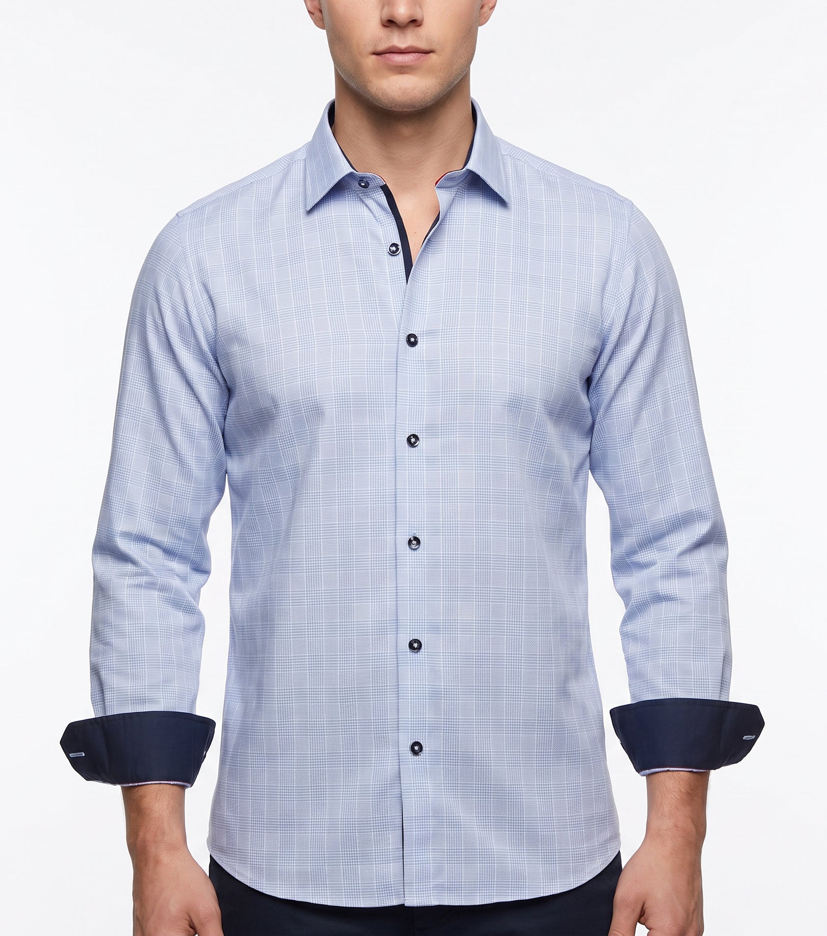 Nick Button-Up Shirt With Contrast Details // Blue // Contemporary Fit (Regular)
