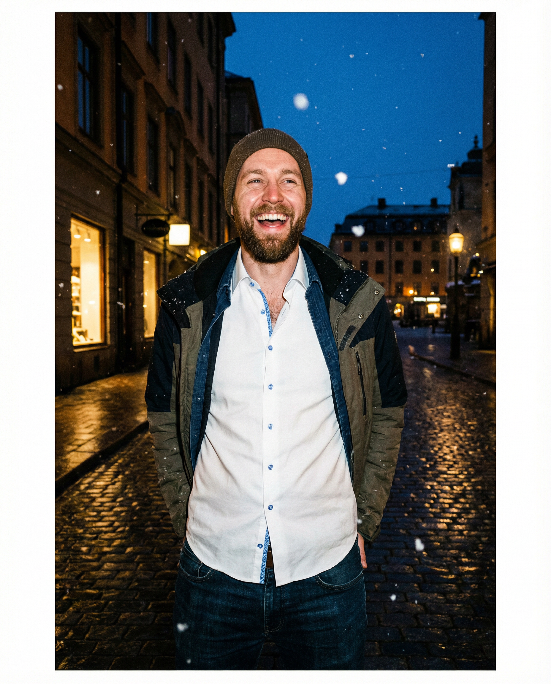 Edward// // Cotton Knit-Stretch Button-Up Shirt With Contrast Details // White // Tailored Fit (Fitted)