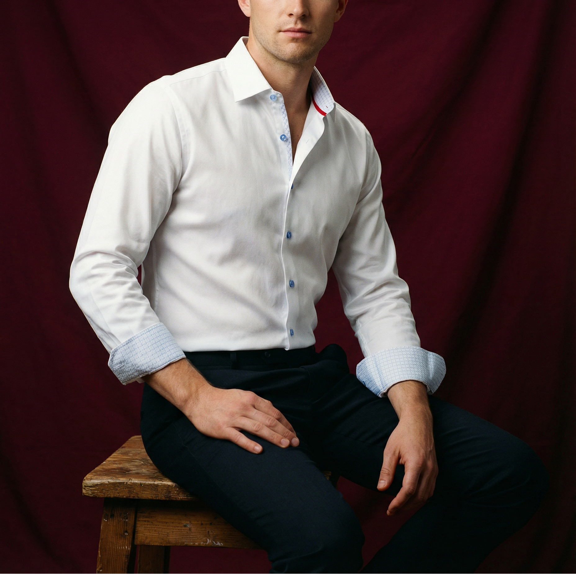 Troy Button-Up Shirt With Contrast Details // White // Contemporary Fit (Regular)