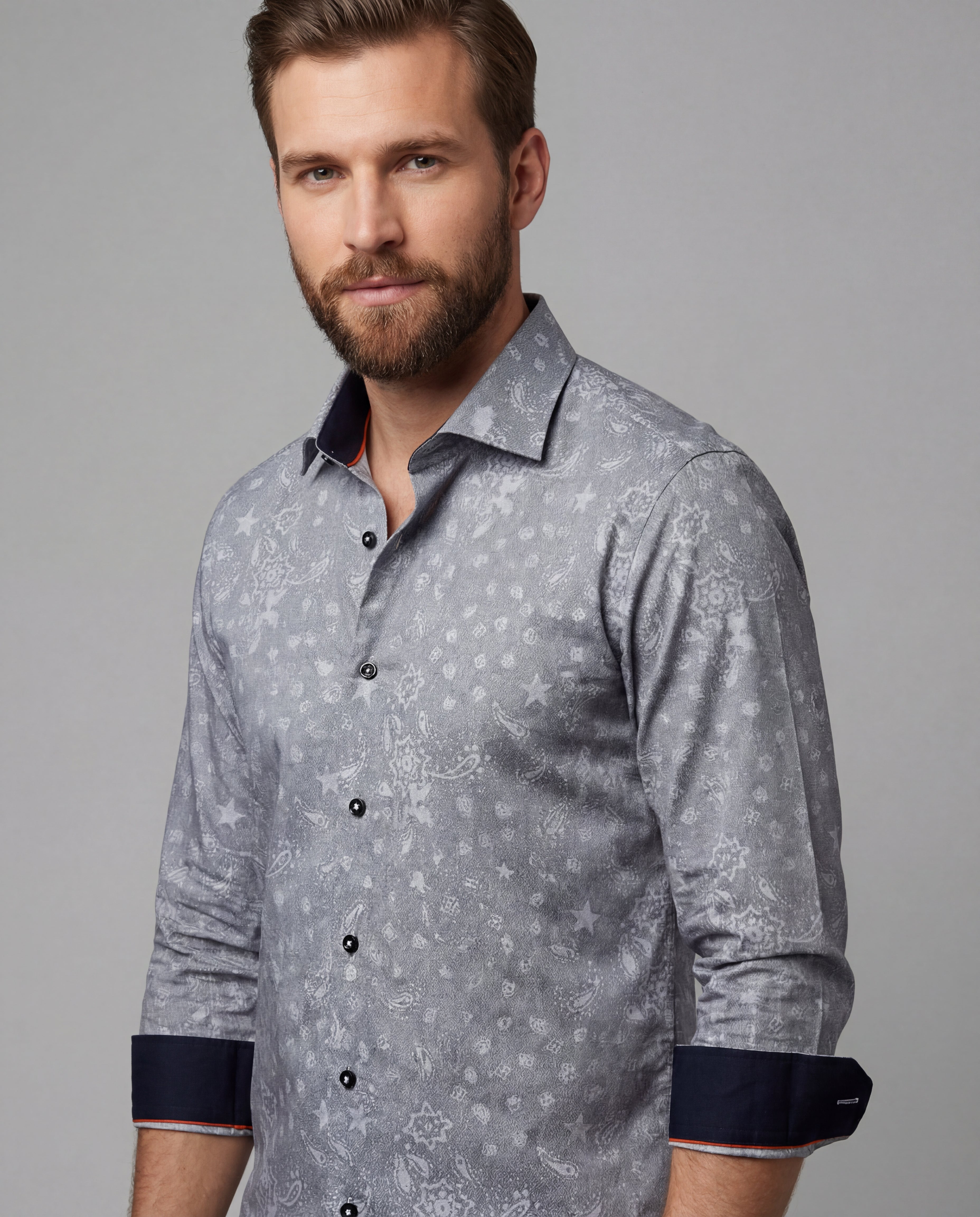 Long Sleeve Shirt with contract trimming // Dual cuffs // contemporary fit- Final Sale