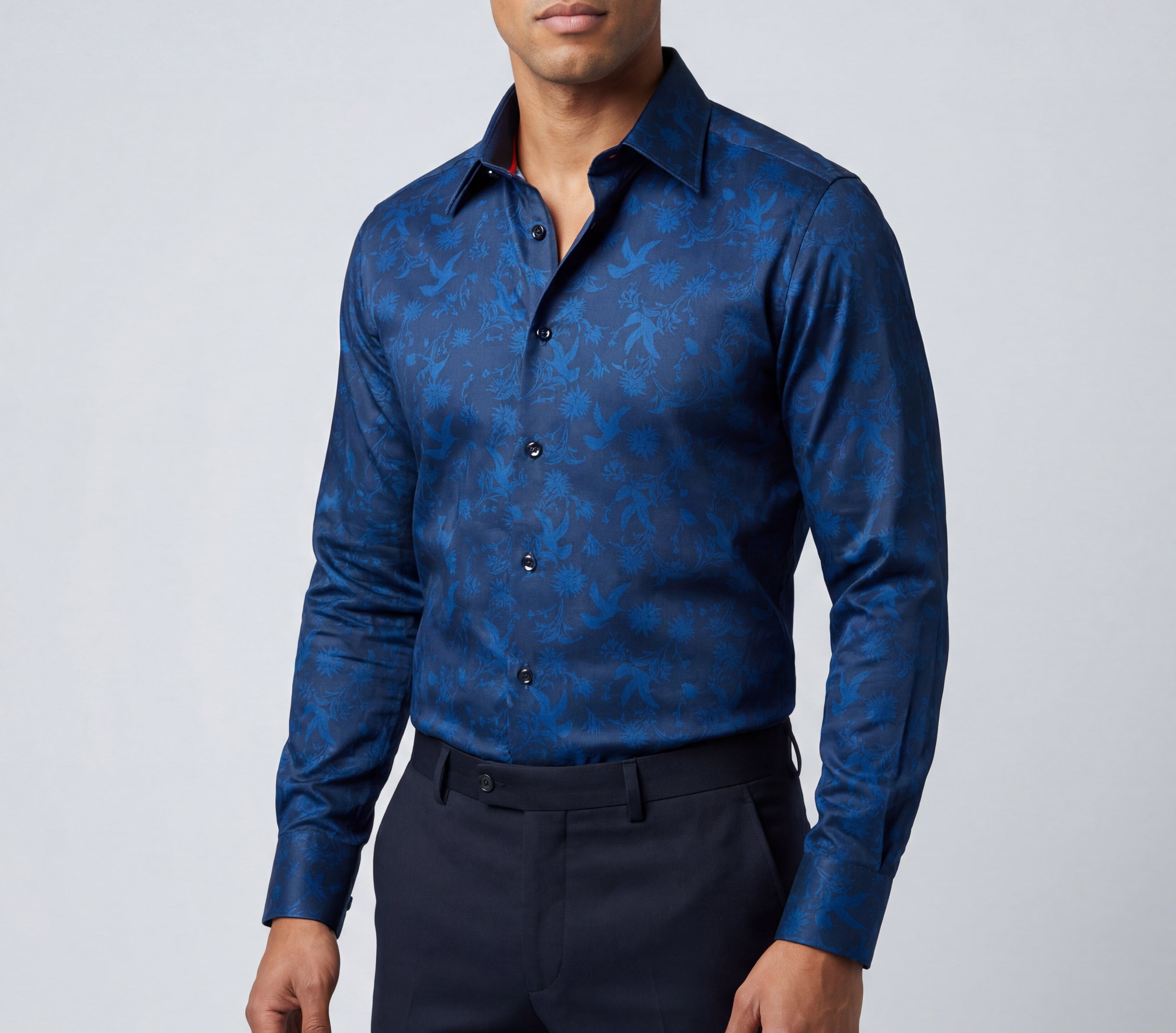 Jonny Button-Up Shirt With Contrast Details // Navy // Contemporary Fit (Regular)- final sale