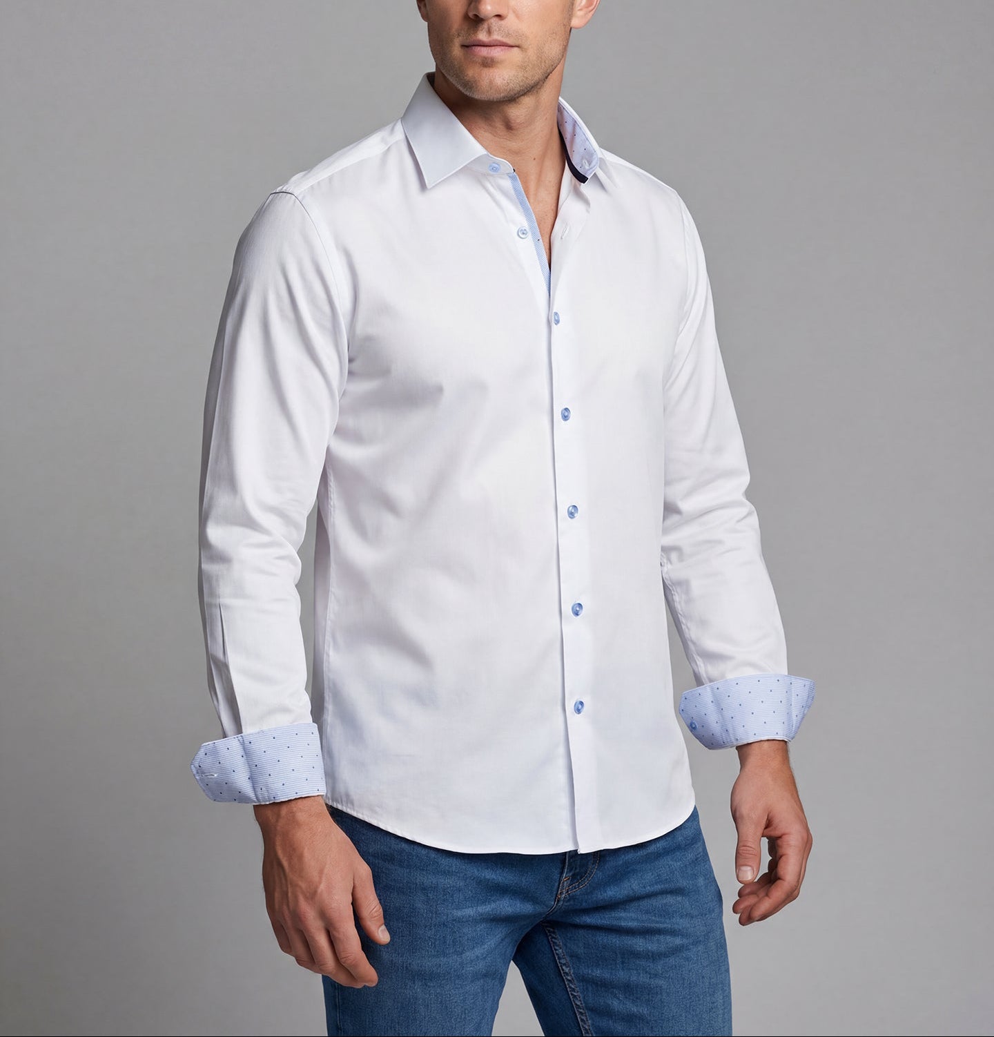 Gordon Button-Up Shirt With Contrast Details // White // Contemporary Fit (Regular)