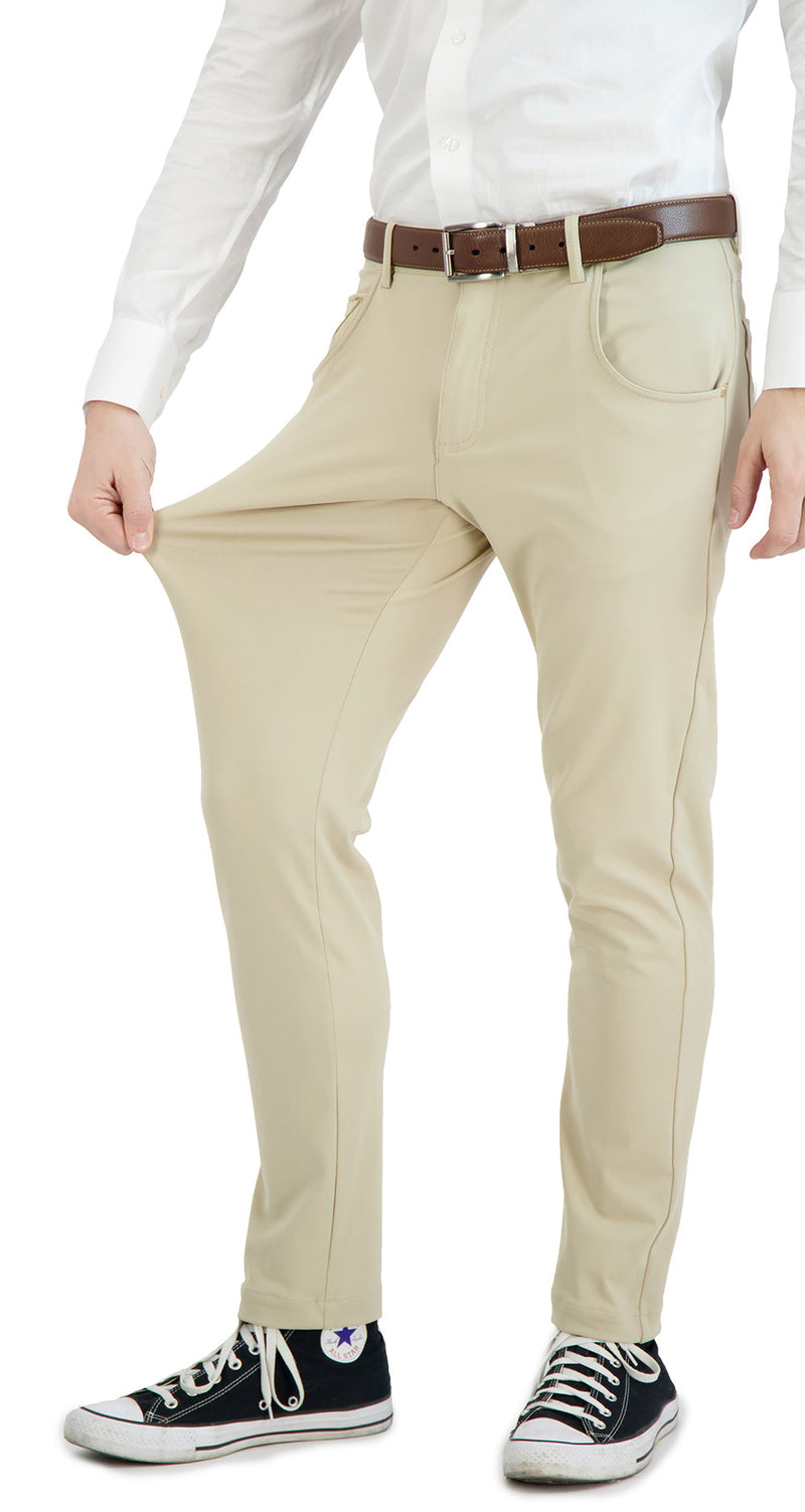 All Day, Everyday Super - Stretch Men's Pants - Casual - Beige - Performance Collection LEVINAS® Official 