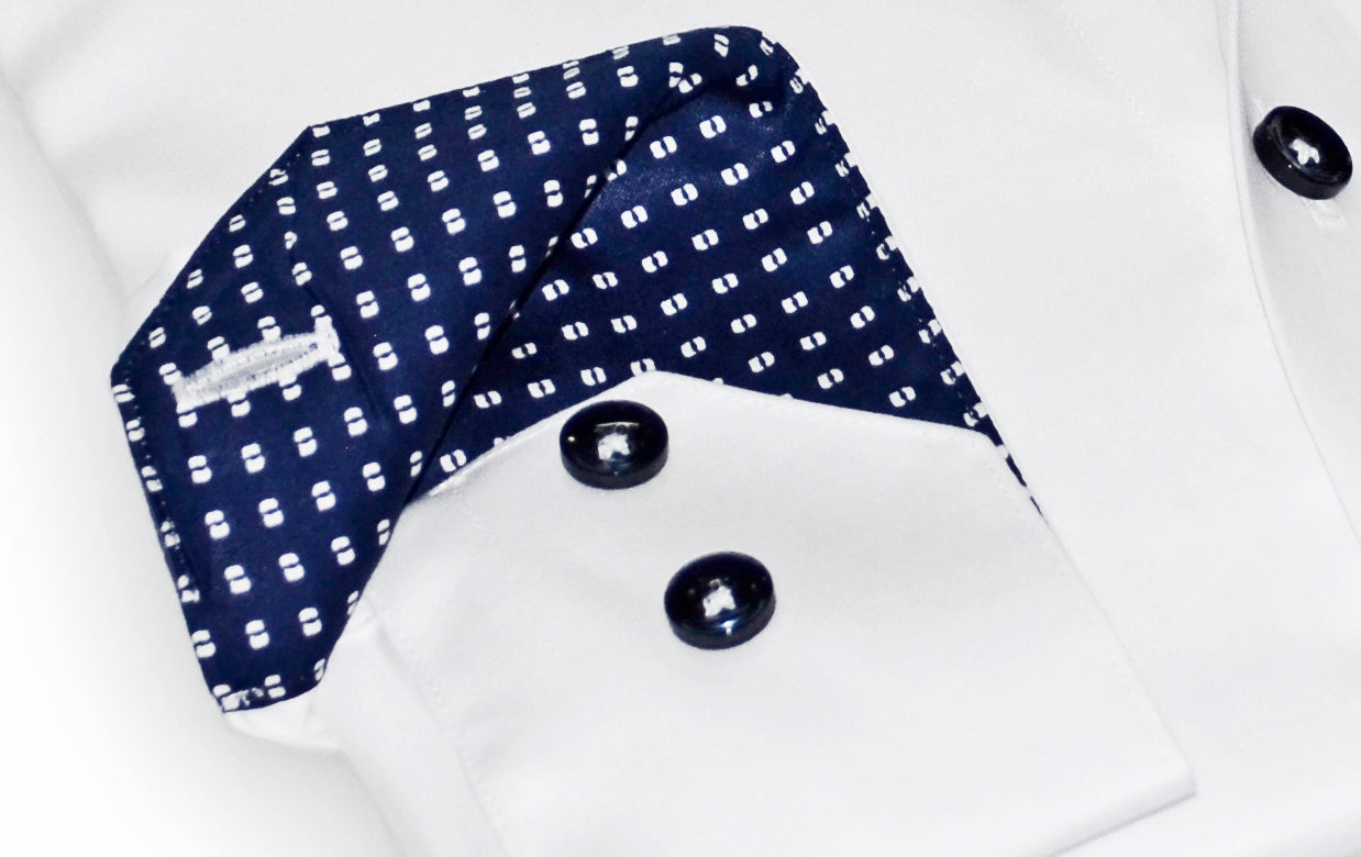 Buffets Button-Down Shirt With Contrast Details // White  // Contemporary Fit (Regular) LEVINAS® Official 