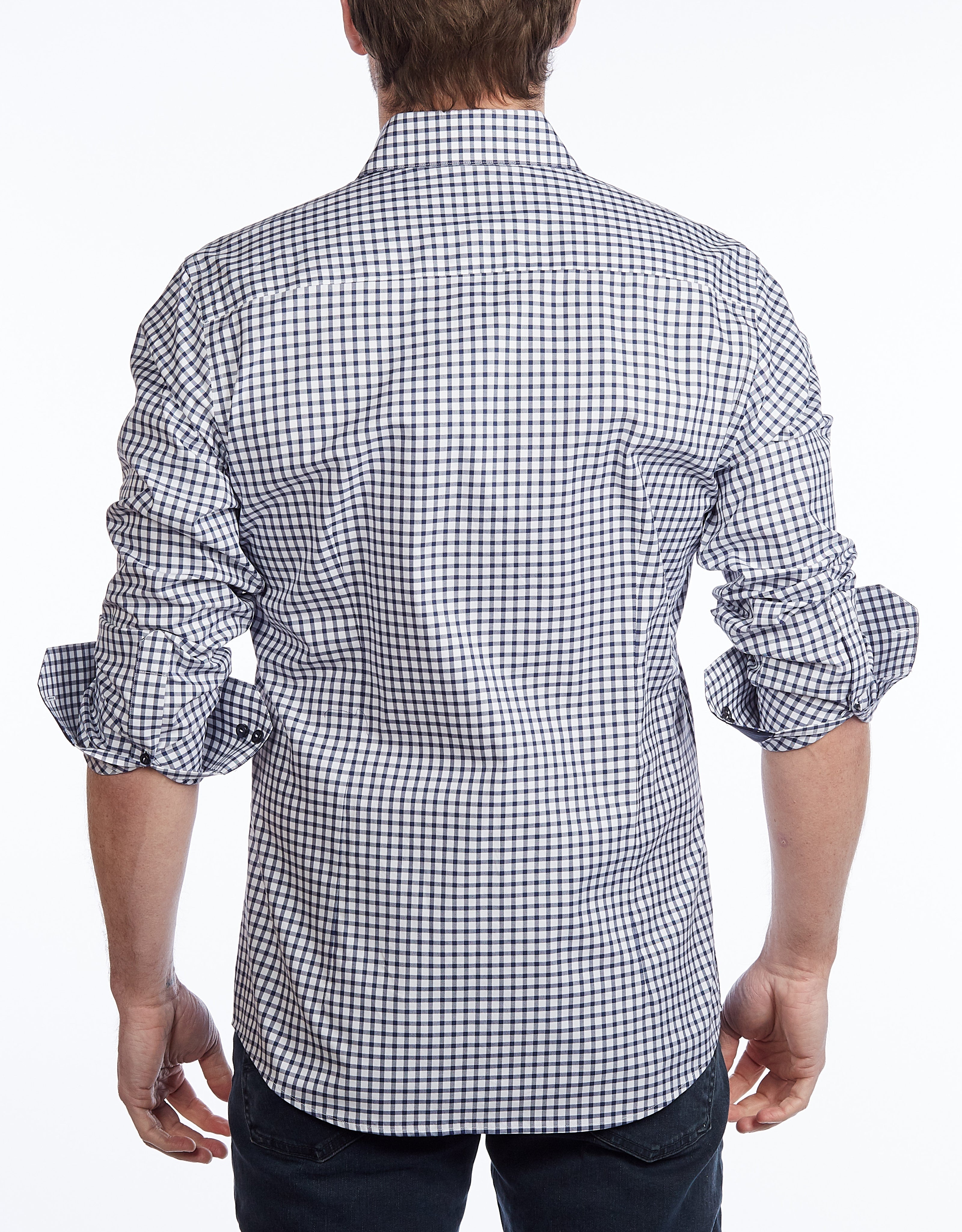 Button-Up Shirt //  - Contemporary Fit - contrast  trimming- final sale LEVINAS® Official 