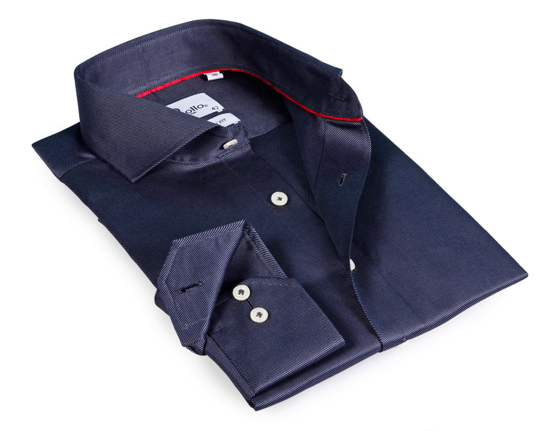 Charcoal Long Sleeve Shirt with contract trimming // Dual cuffs// contemporary fit LEVINAS® Official 
