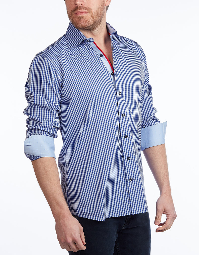 Contrast Collar Button-Up Shirt  -  Contemporary Fit - Contrast trimming - final sale LEVINAS® Official 
