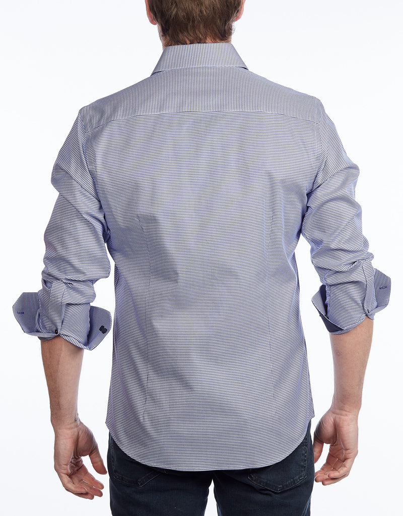Contrast Collar Button-Up Shirt //  - Contemporary Fit - contrast  trimming- final sale LEVINAS® Official 