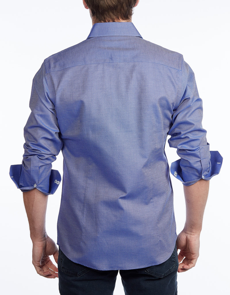 Contrast Collar Button-Up Shirt //  - Contemporary Fit - contrast  trimming- final sale LEVINAS® Official 