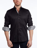 Contrast Collar Button-Up Shirt //  - Contemporary Fit - contrast  trimming - final sale LEVINAS® Official 