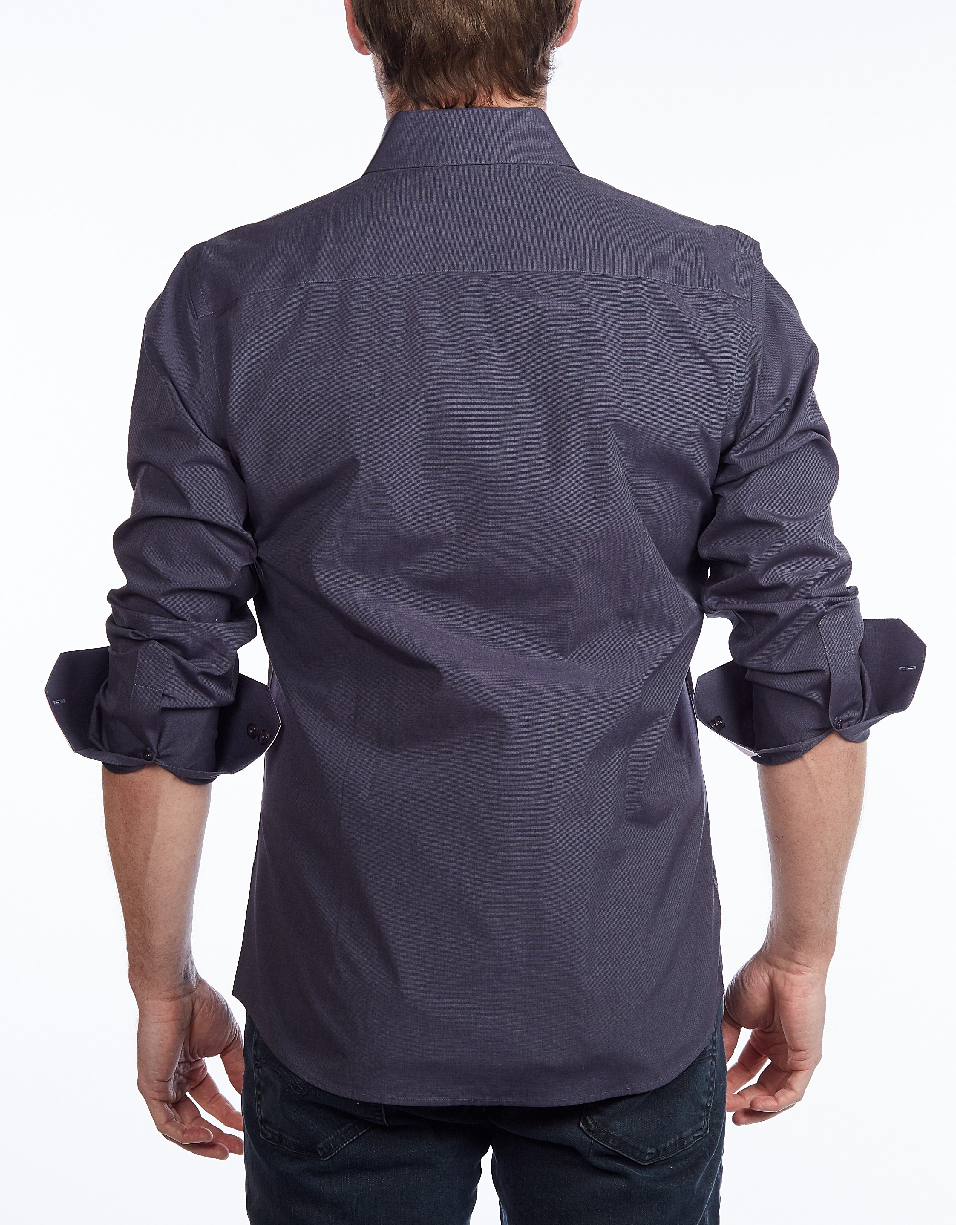 Contrast Collar Button-Up Shirt //  - Contemporary Fit - contrast  trimming - final sale LEVINAS® Official 