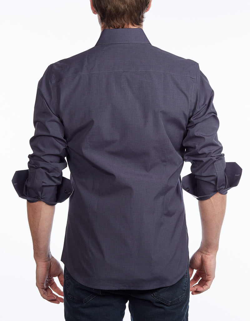Contrast Collar Button-Up Shirt //  - Contemporary Fit - contrast  trimming - final sale LEVINAS® Official 