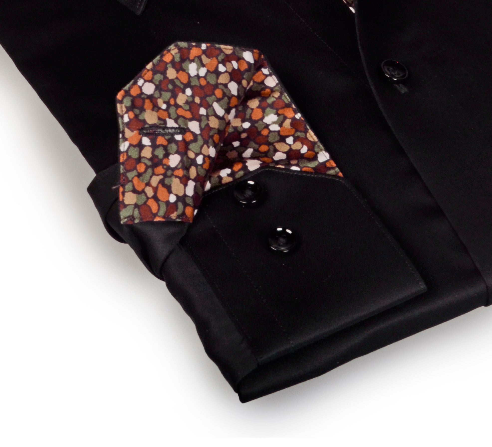 Don Button-Down Shirt With Contrast Details // Black // Contemporary Fit (Regular) LEVINAS® Official 