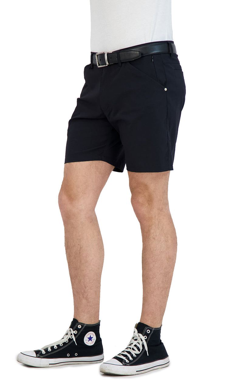 Everyday Stretch Shorts with  a Comfortable Built-In Liner - Business Casual Style- Black LEVINAS® Official 