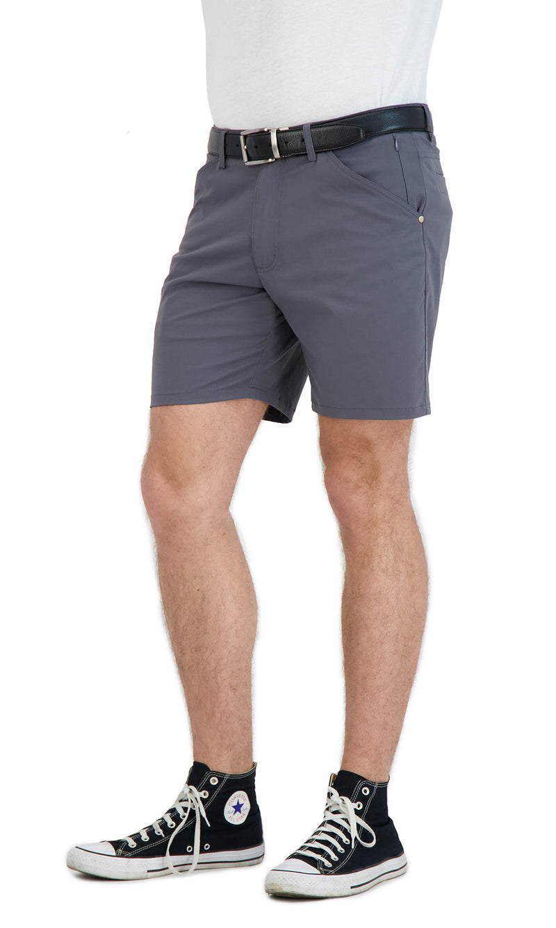Everyday Stretch Shorts with a Comfortable Built-In Liner - Business Casual Style- Grey LEVINAS® Official 