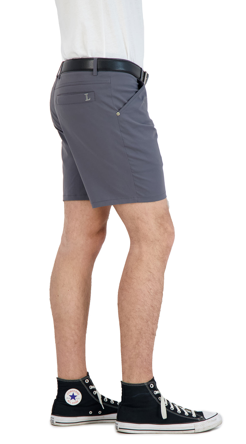 Everyday Stretch Shorts with a Comfortable Built-In Liner - Business Casual Style- Grey LEVINAS® Official 