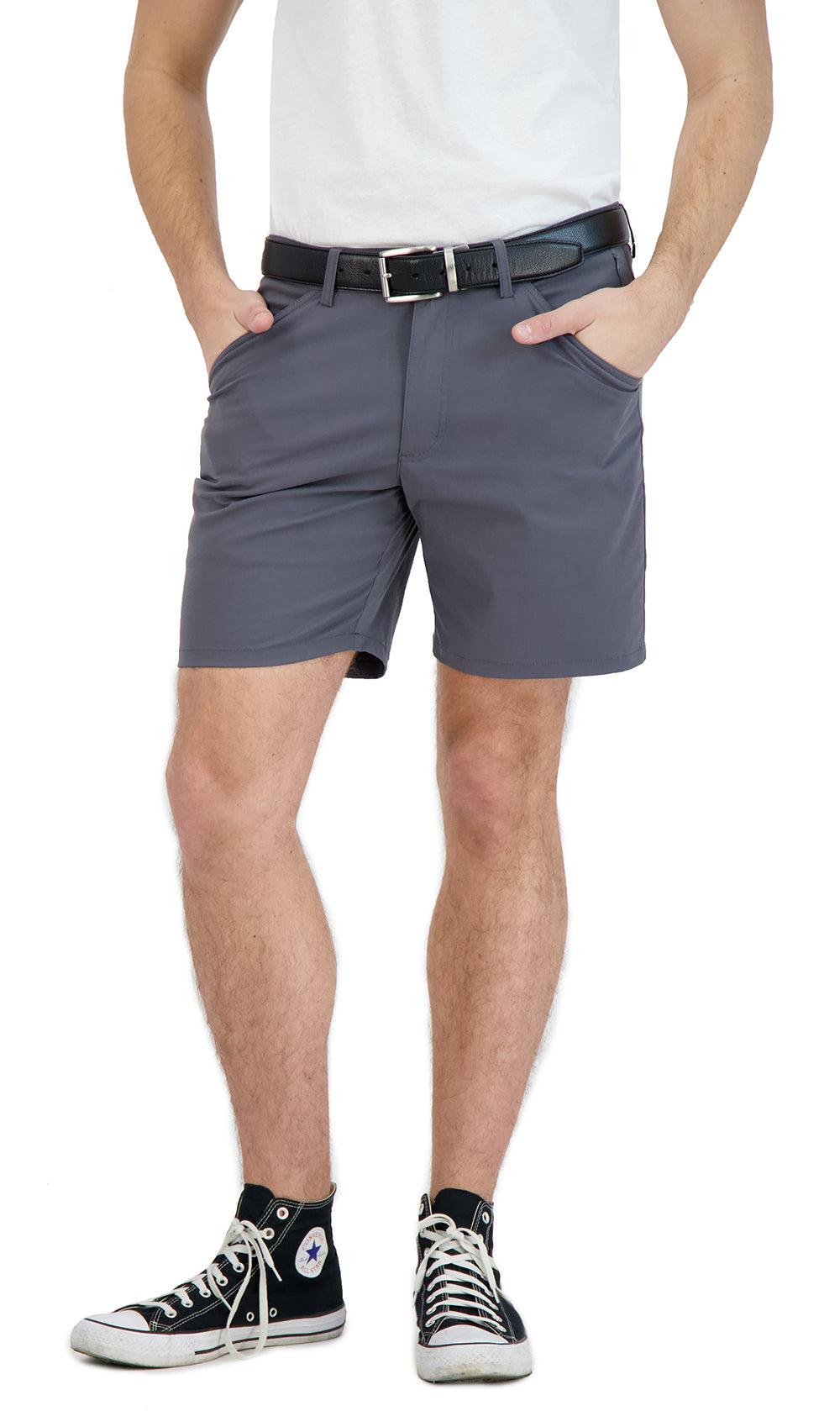 Everyday Stretch Shorts with a Comfortable Built-In Liner - Business Casual Style- Grey LEVINAS® Official 