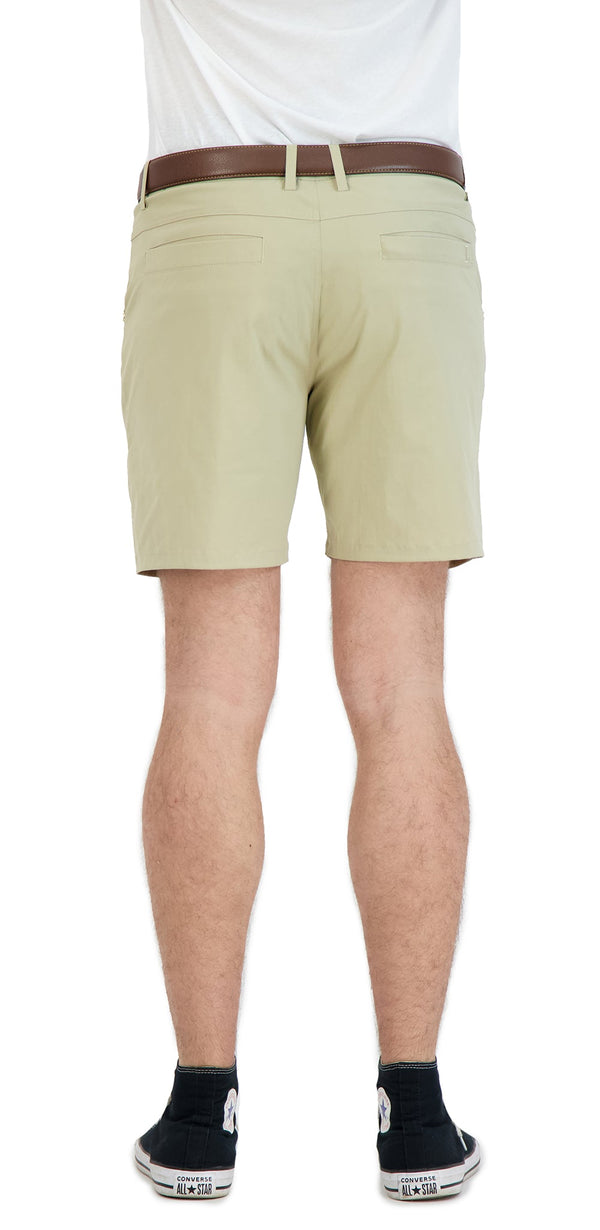 Everyday Stretch Shorts with  a Comfortable Built-In Liner - Business Casual Style- Khaki LEVINAS® Official 