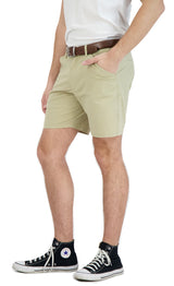 Everyday Stretch Shorts with  a Comfortable Built-In Liner - Business Casual Style- Khaki LEVINAS® Official 