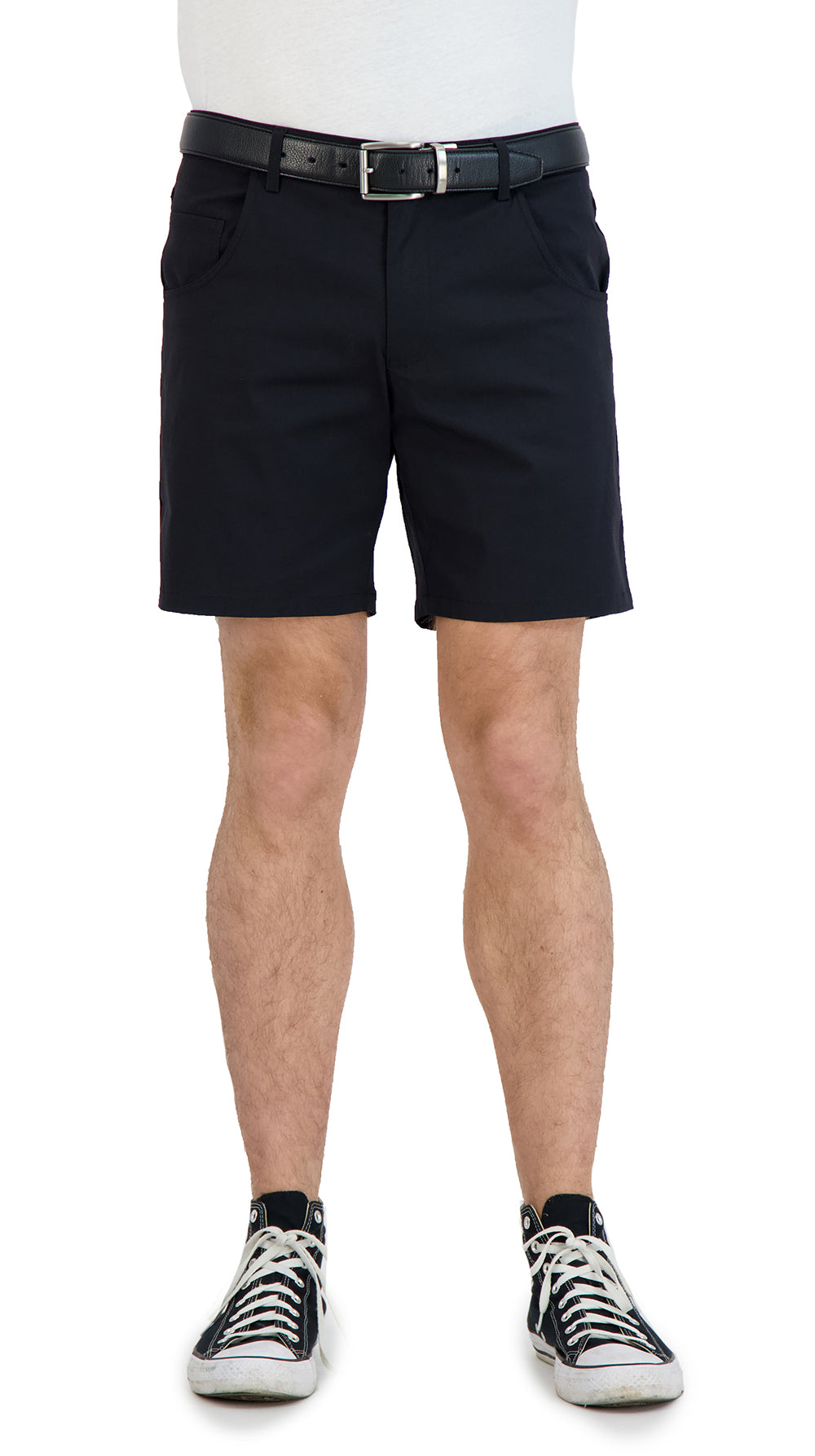 Everyday Stretch Shorts with a Comfortable Built-In Liner - Denim Style- Black LEVINAS® Official 