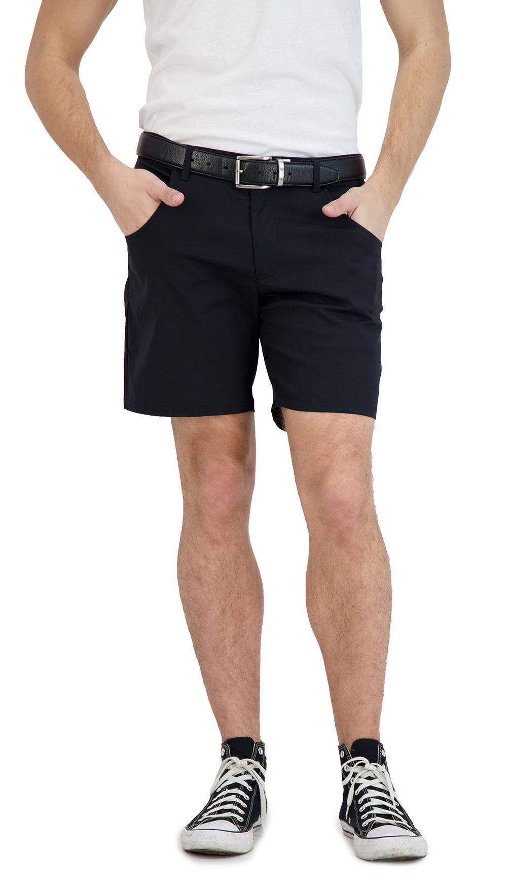 Everyday Stretch Shorts with a Comfortable Built-In Liner - Denim Style- Black LEVINAS® Official 