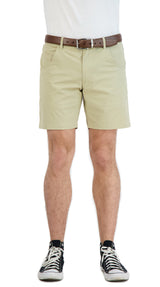 Everyday Stretch Shorts with a Comfortable Built-In Liner- Denim Style- Khaki LEVINAS® Official 