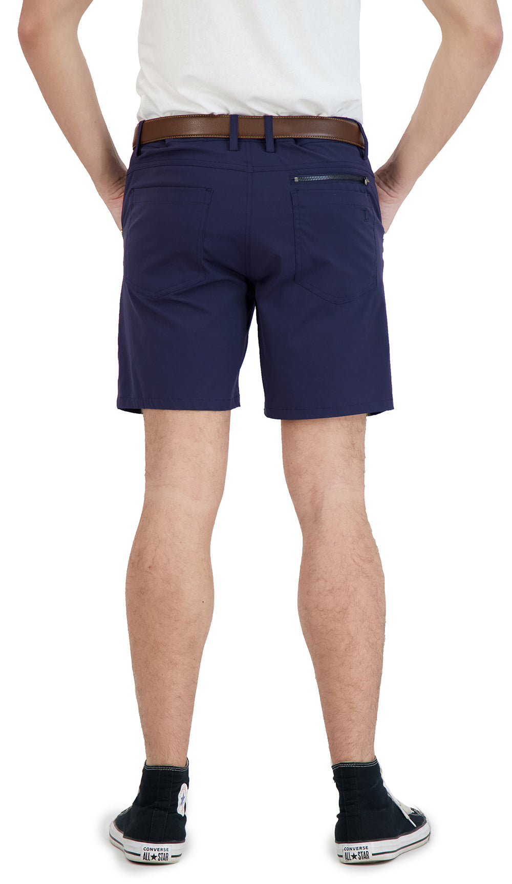 Everyday Stretch Shorts with a Comfortable Built-In Liner- Denim Style- Navy LEVINAS® Official 