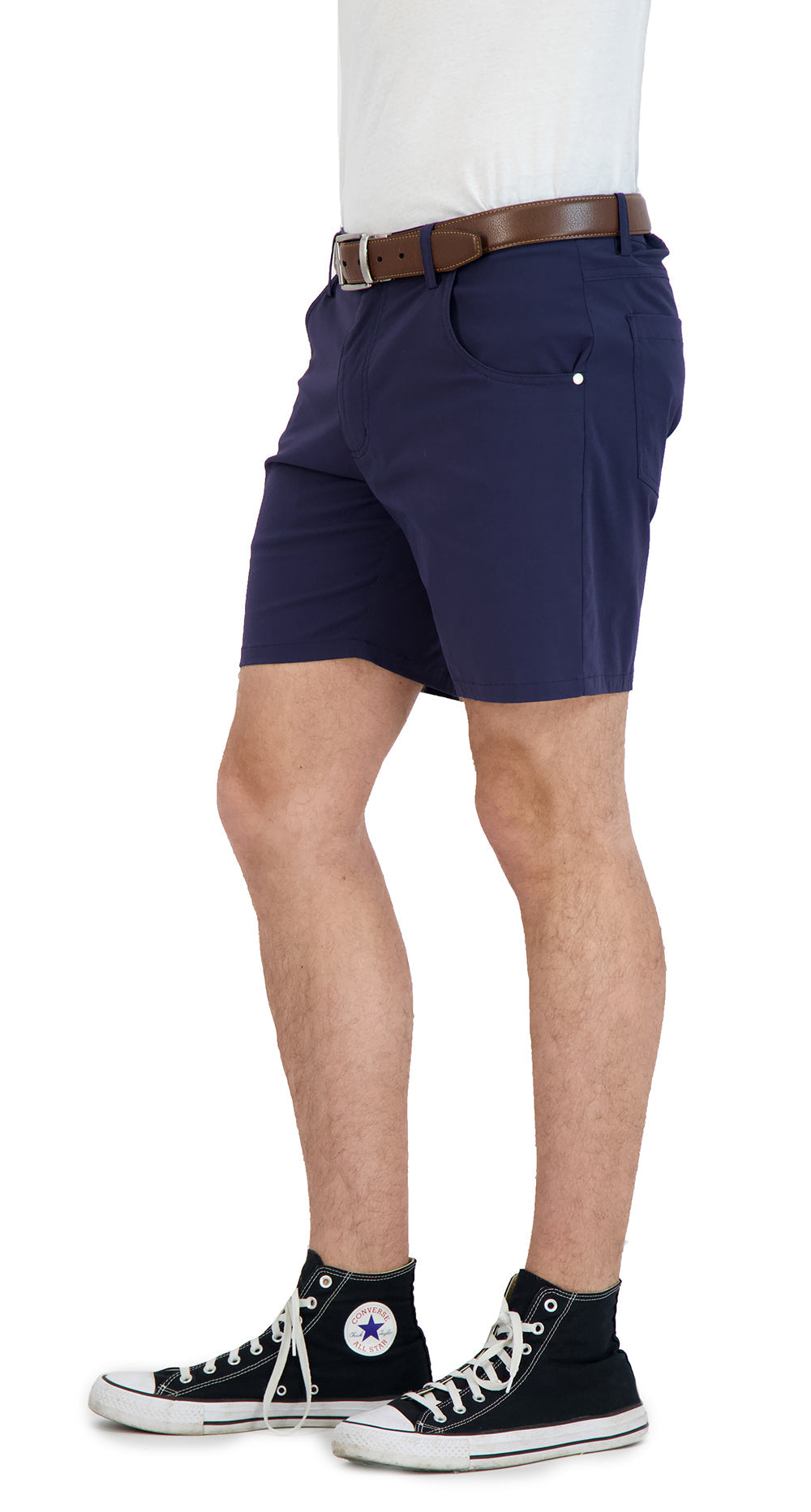 Everyday Stretch Shorts with a Comfortable Built-In Liner- Denim Style- Navy LEVINAS® Official 