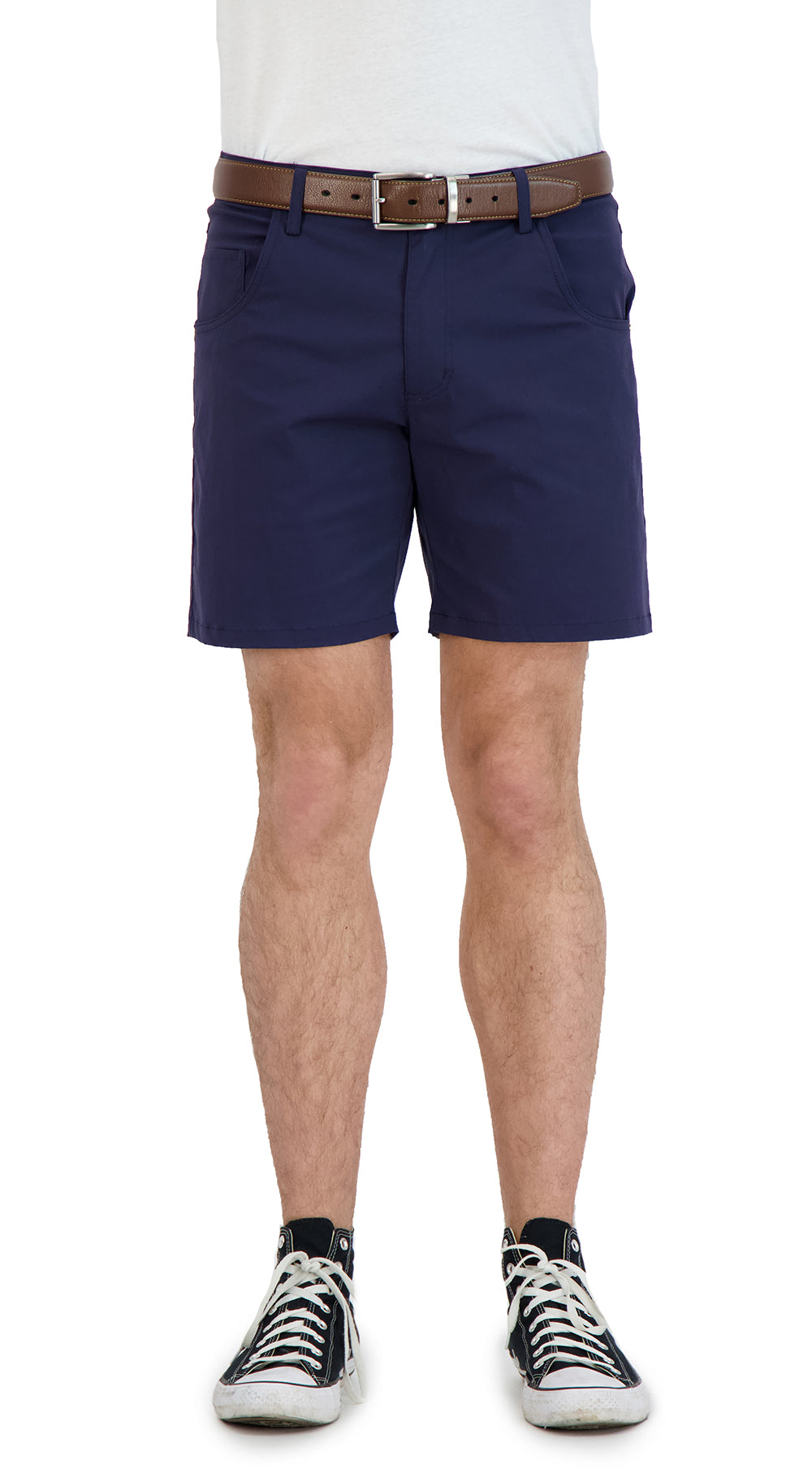 Everyday Stretch Shorts with a Comfortable Built-In Liner- Denim Style- Navy LEVINAS® Official 