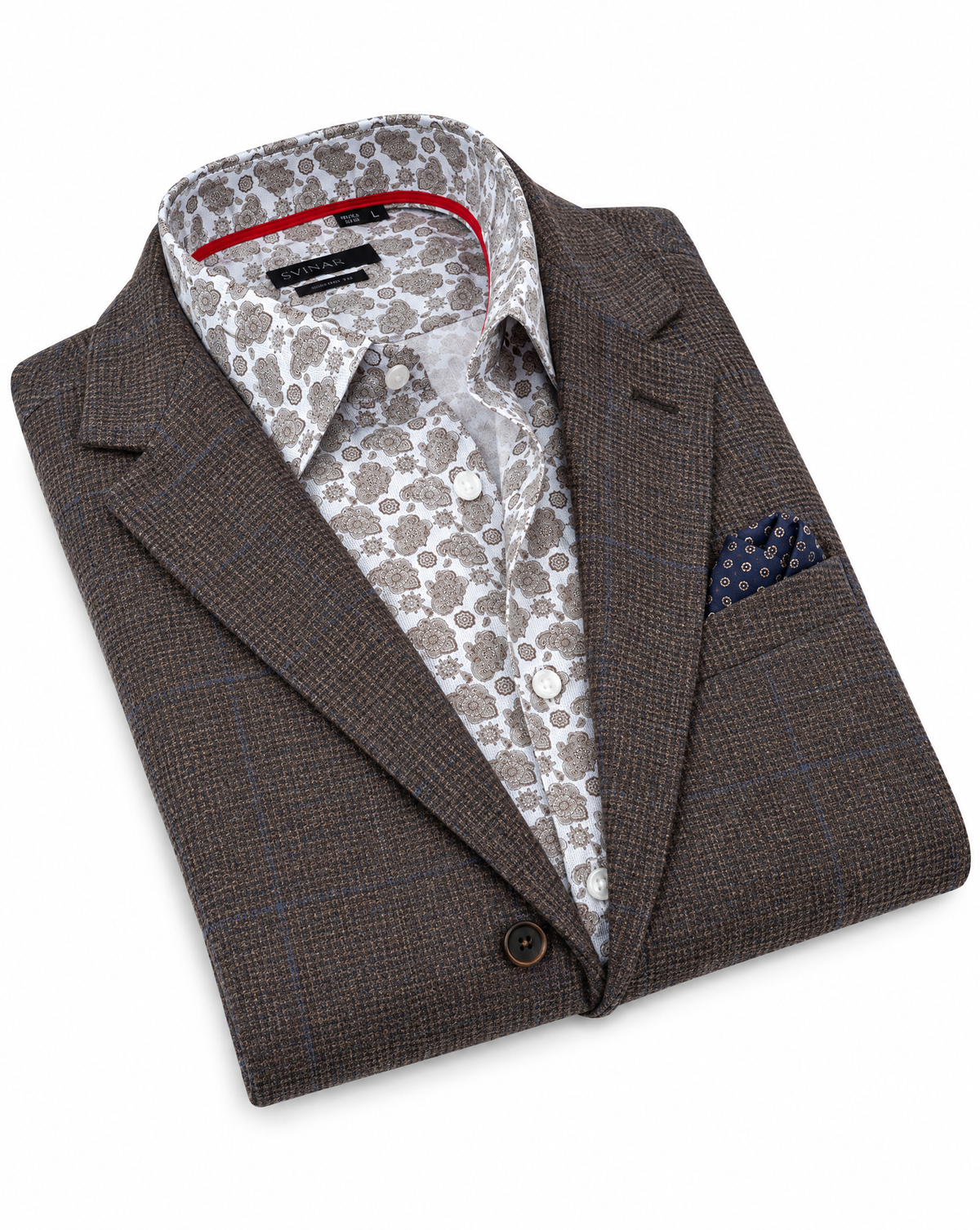 Lt Brown Paisley Shirt // Contemporary Fit - contrast  trimming- final sale