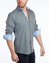 Green Signature Shirt //  - Contemporary Fit - contrast  trimming - final sale LEVINAS® Official 