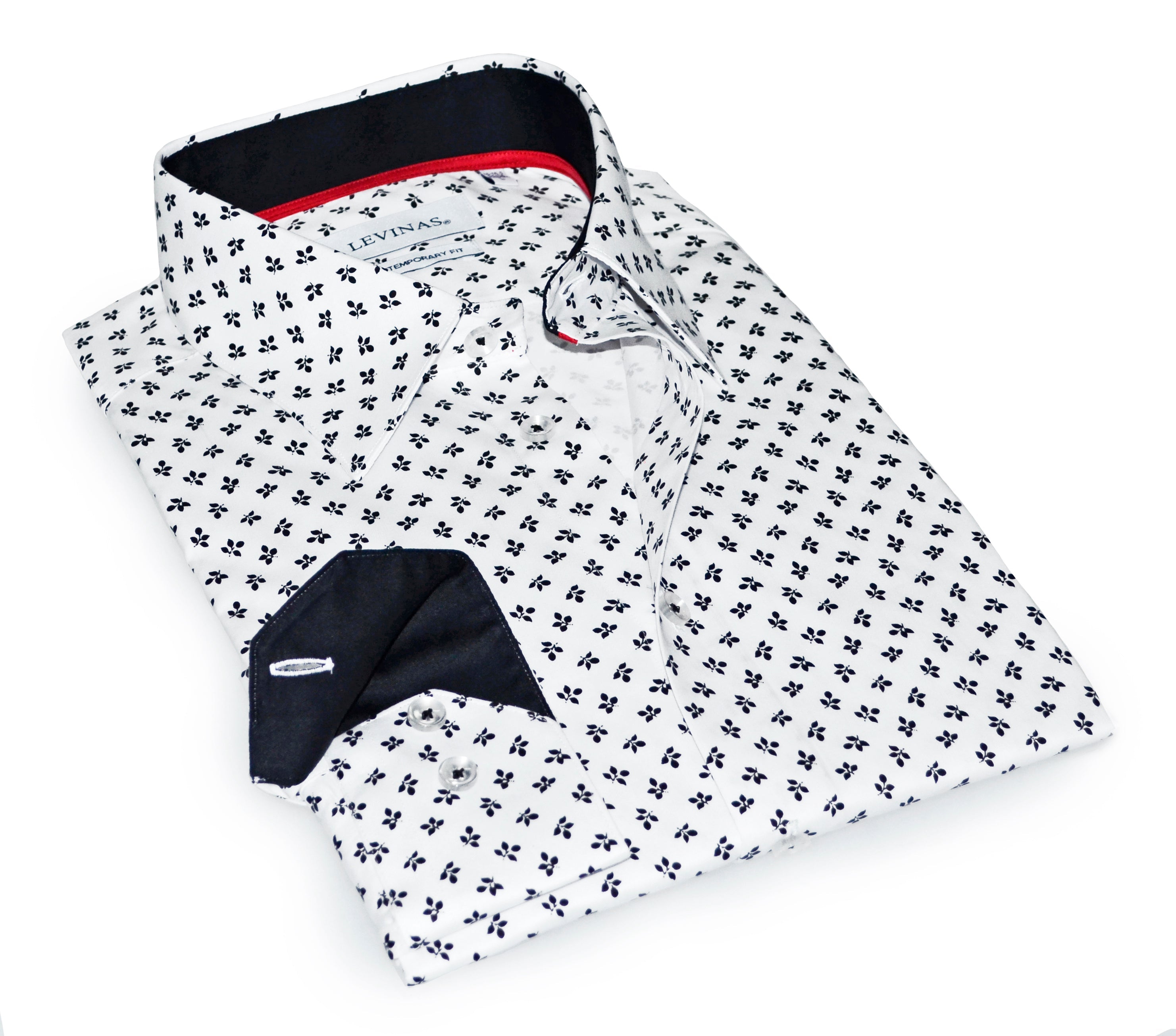 Jerry S Button-Down Shirt With Contrast Details // White+Black // Contemporary Fit (Regular) LEVINAS® Official 