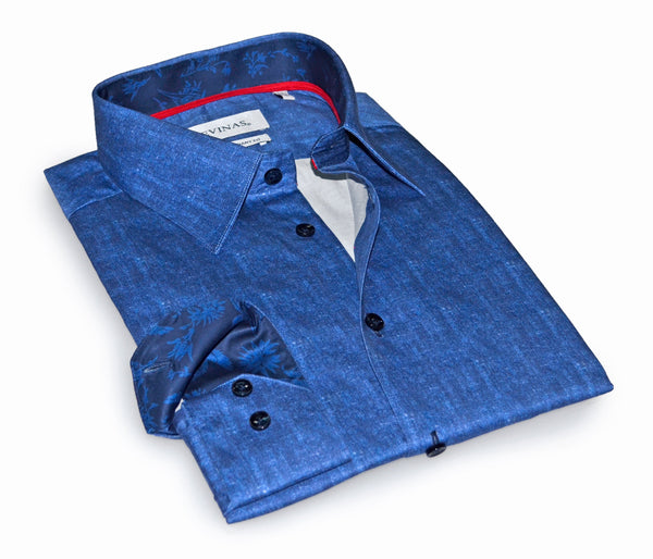 Larrys Button-Down Shirt With Contrast Details // Blue // Contemporary Fit (Regular) LEVINAS® Official 