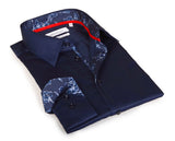 Leo Button-Down Shirt With Contrast Details // Navy // Contemporary Fit (Regular) LEVINAS® Official 