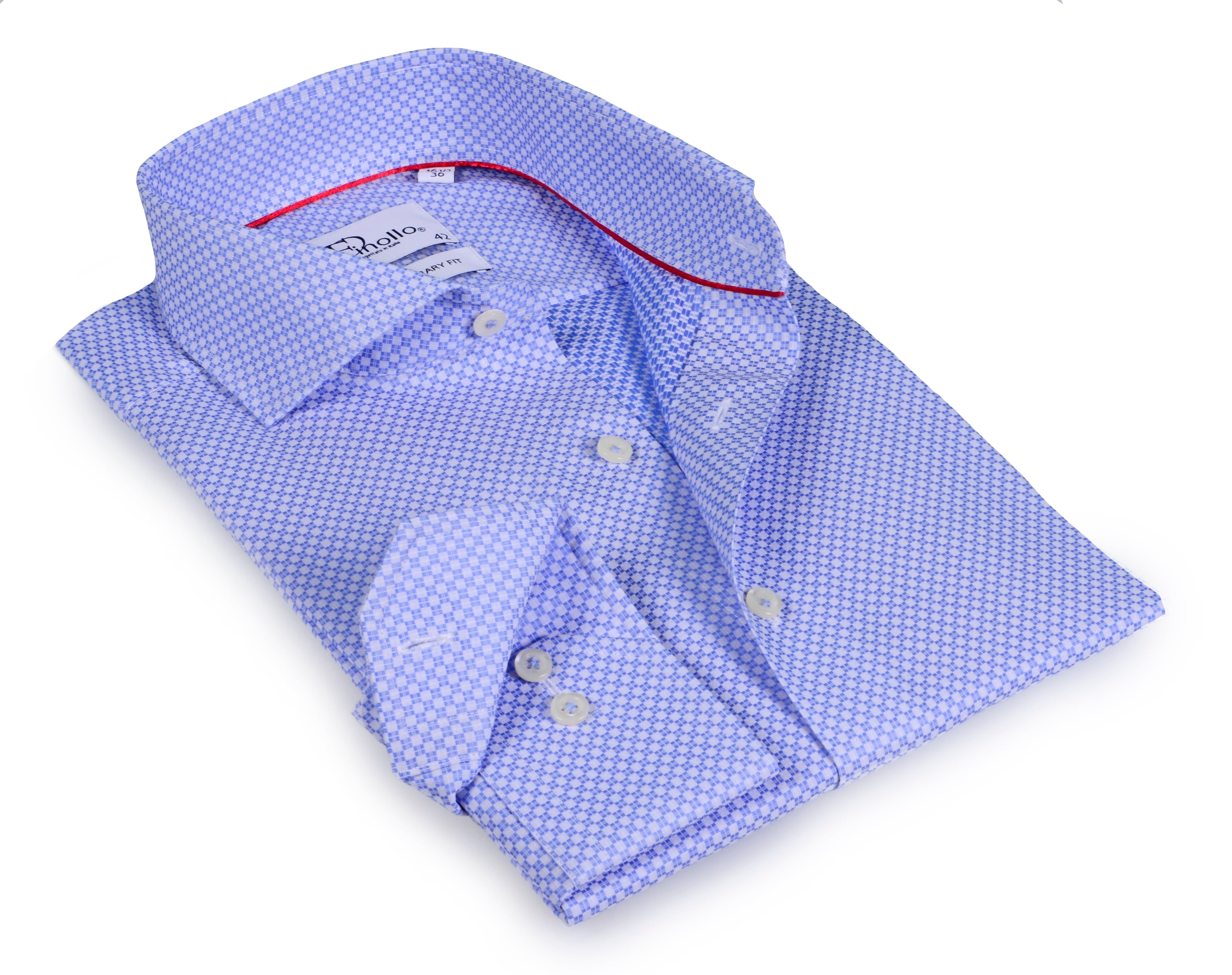 Lt Blue Long Sleeve Shirt with contract trimming // Dual cuffs// contemporary fit LEVINAS® Official 