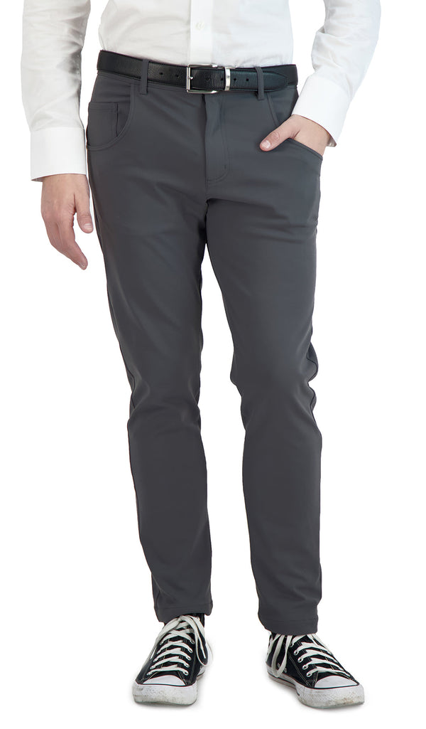NEW & UPDATED Super - Stretch Men's Chinos -Casual - Dark Charcoal - Performance Collection LEVINAS® Official 