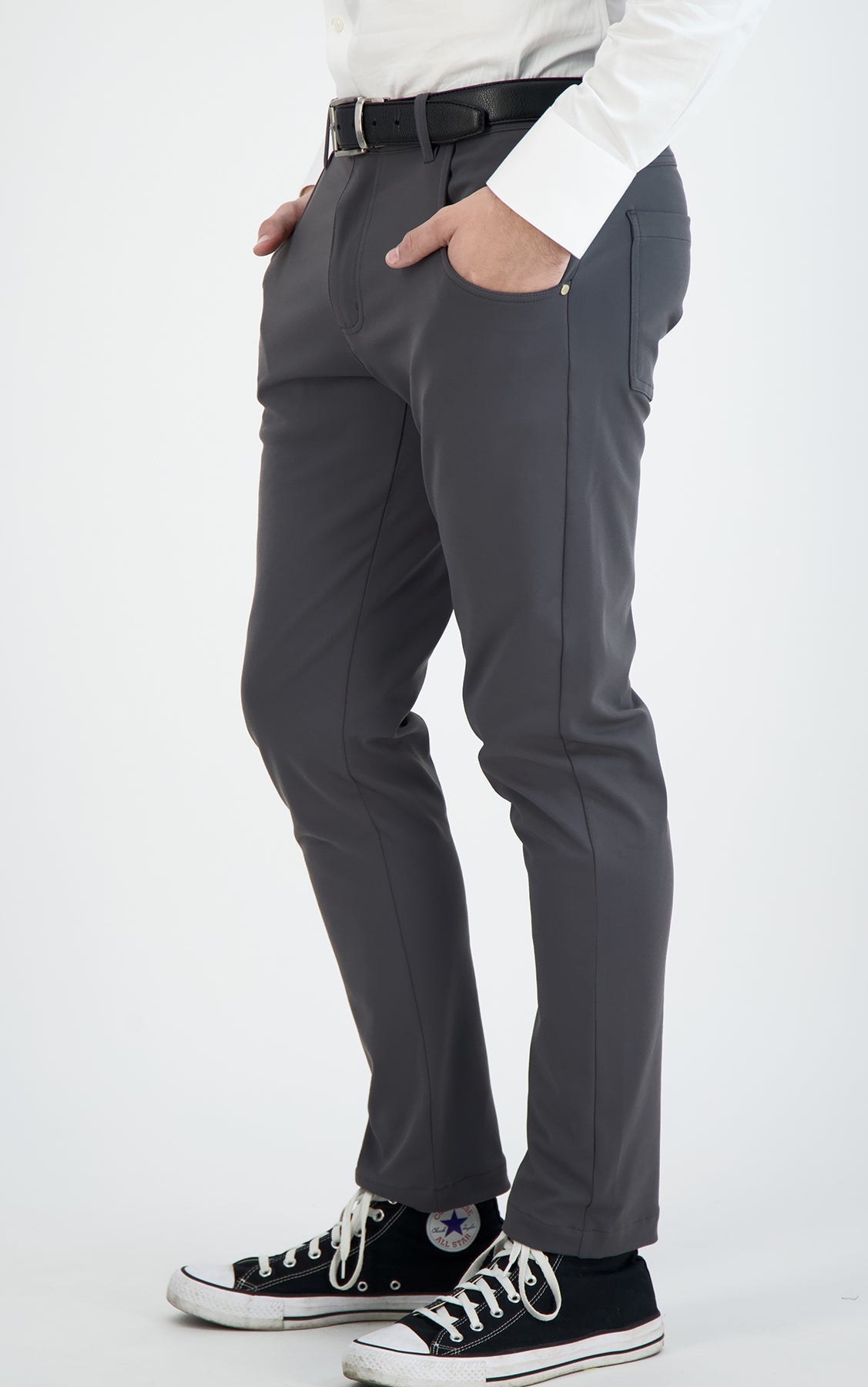 NEW & UPDATED Super - Stretch Men's Chinos -Casual - Dark Charcoal - Performance Collection LEVINAS® Official 