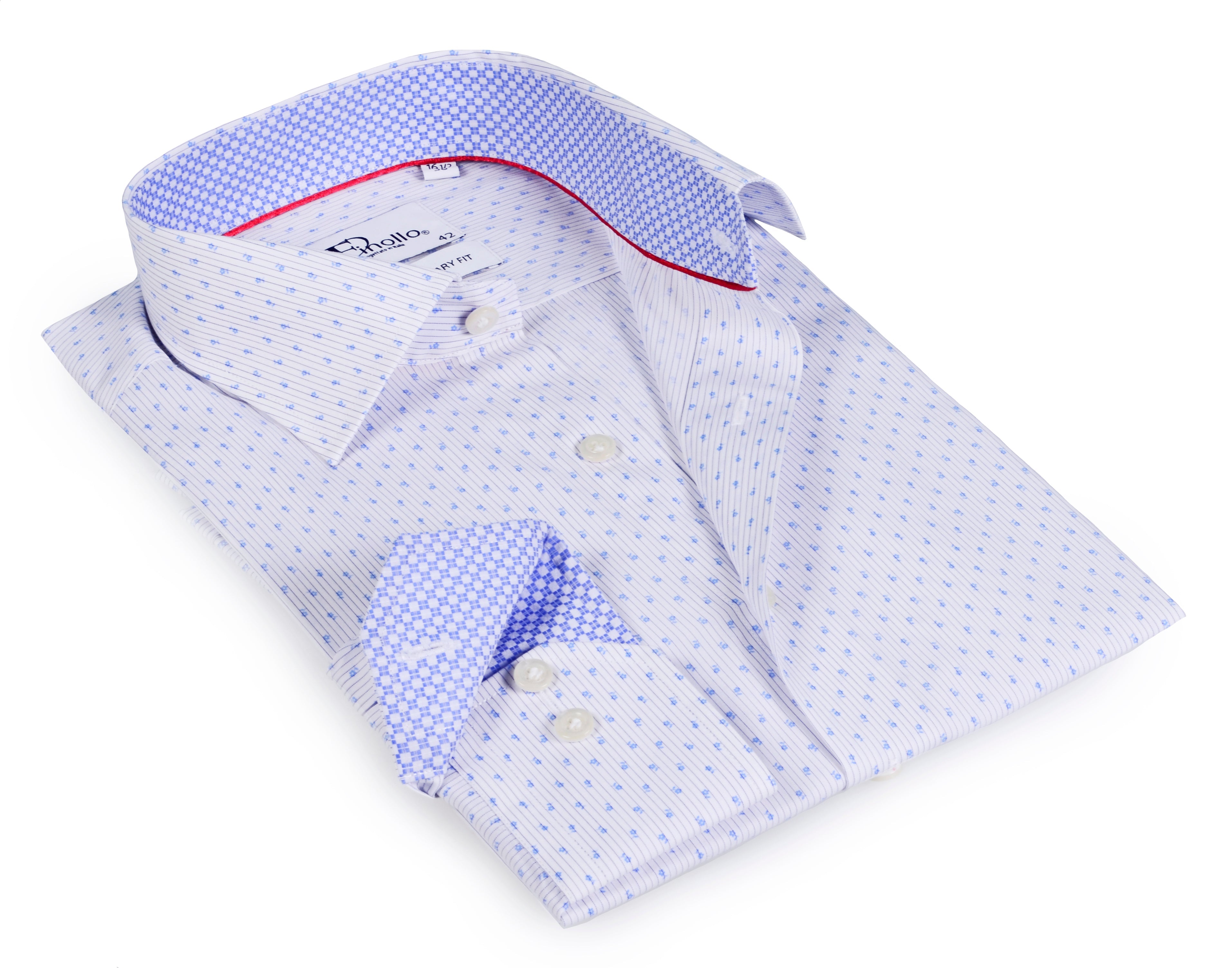 White Long Sleeve Shirt with contract trimming // Dual cuffs// contemporary fit LEVINAS® Official 