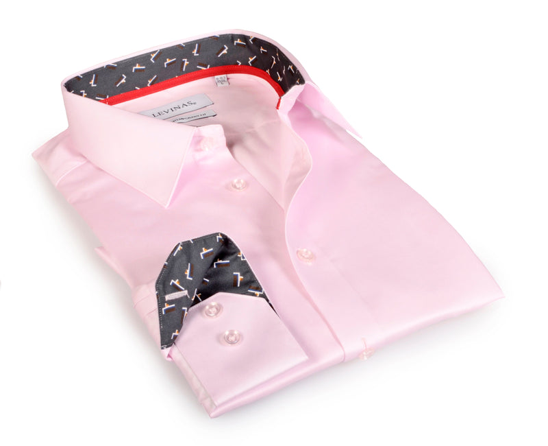 Will Button-Down Shirt With Contrast Details // Pink // Contemporary Fit (Regular) LEVINAS® Official 