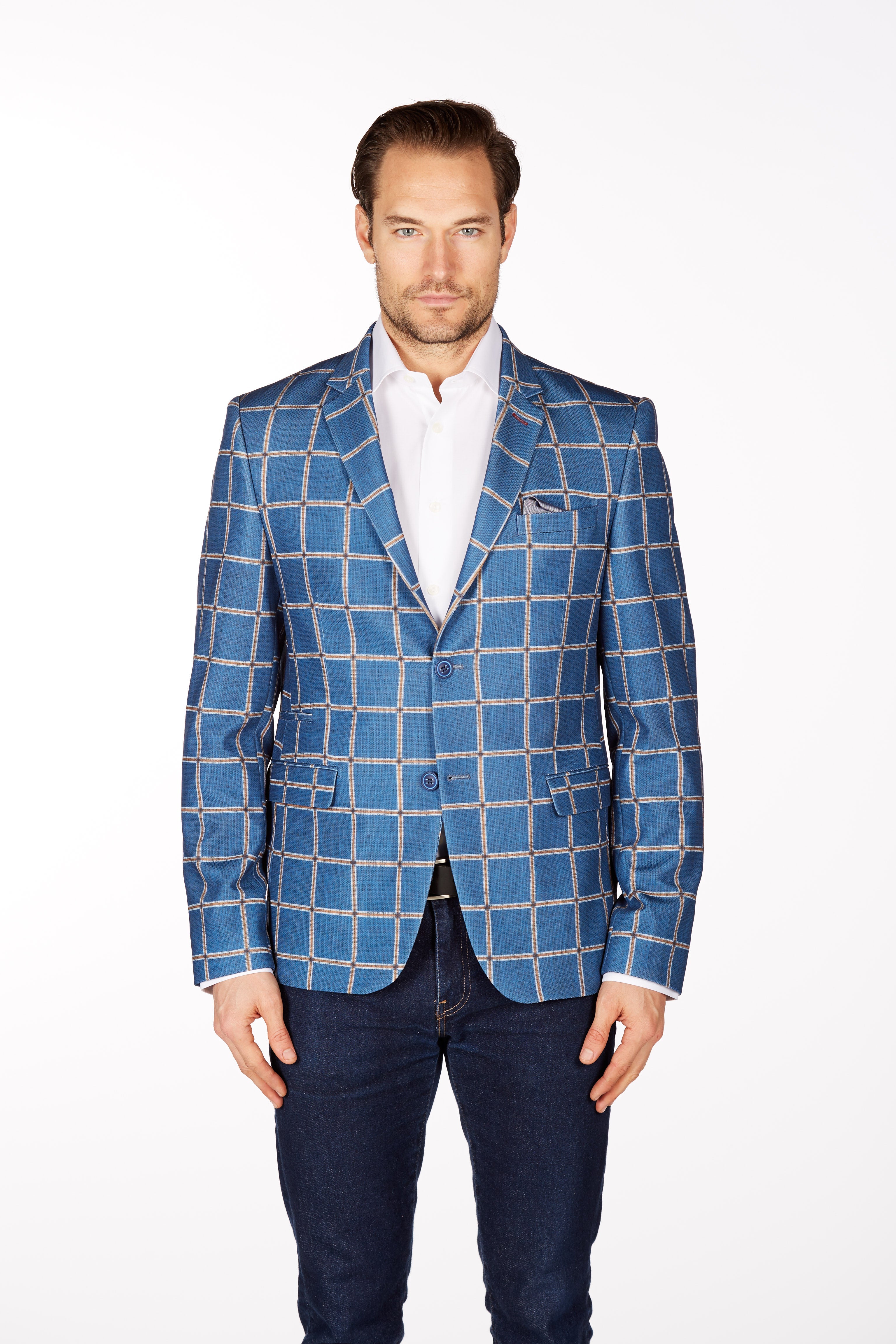 Wrinkle-Resistant Blazer - Slim Fit - Blue LEVINAS® Official 