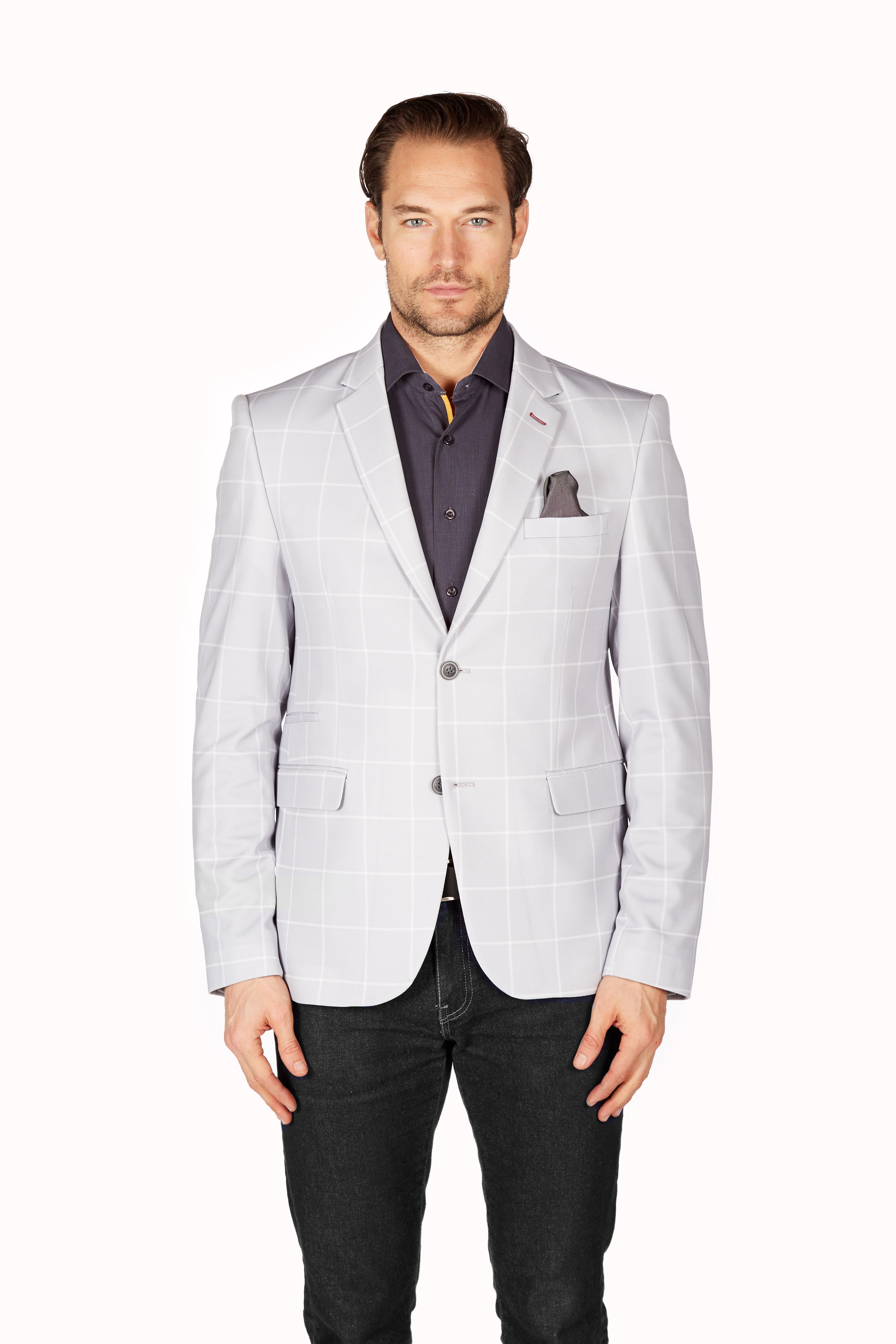 Wrinkle-Resistant Blazer - Slim Fit - Grey LEVINAS® Official 