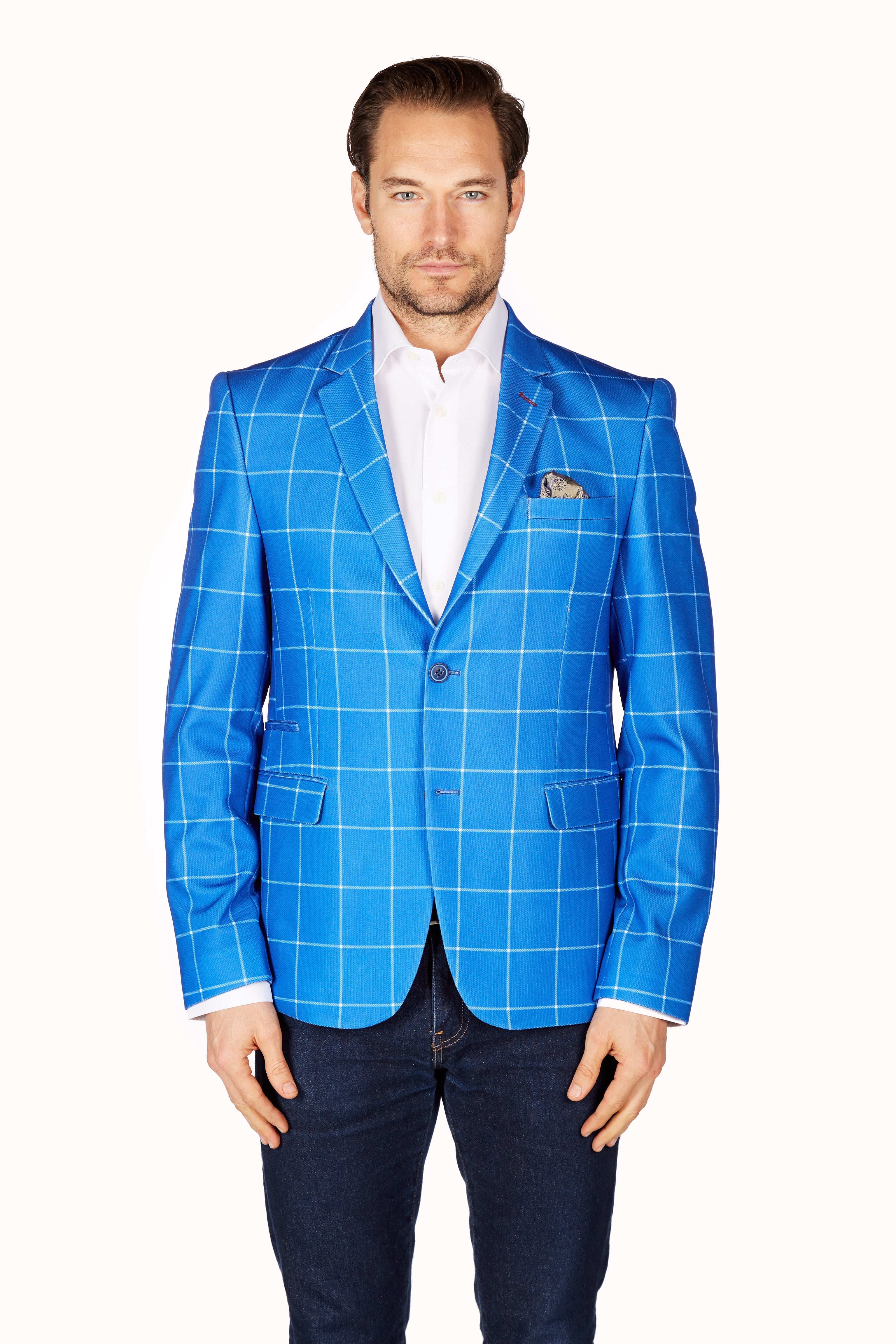 Wrinkle Resistant Blazer - Slim Fit - Royal Blue LEVINAS® Official 