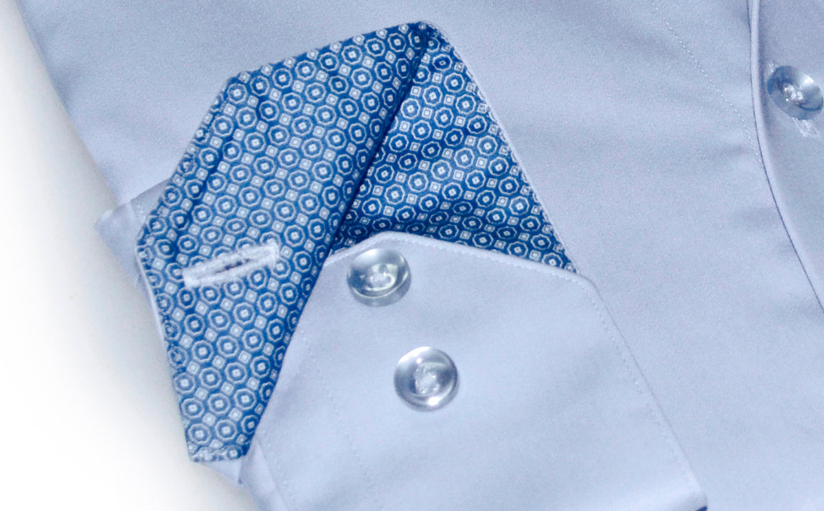 Geo Lt Blue Button-Up Shirt With Contrast Details // Blue // Contemporary Fit (Regular)