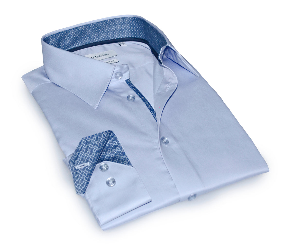 Geo Lt Blue Button-Up Shirt With Contrast Details // Blue // Contemporary Fit (Regular)