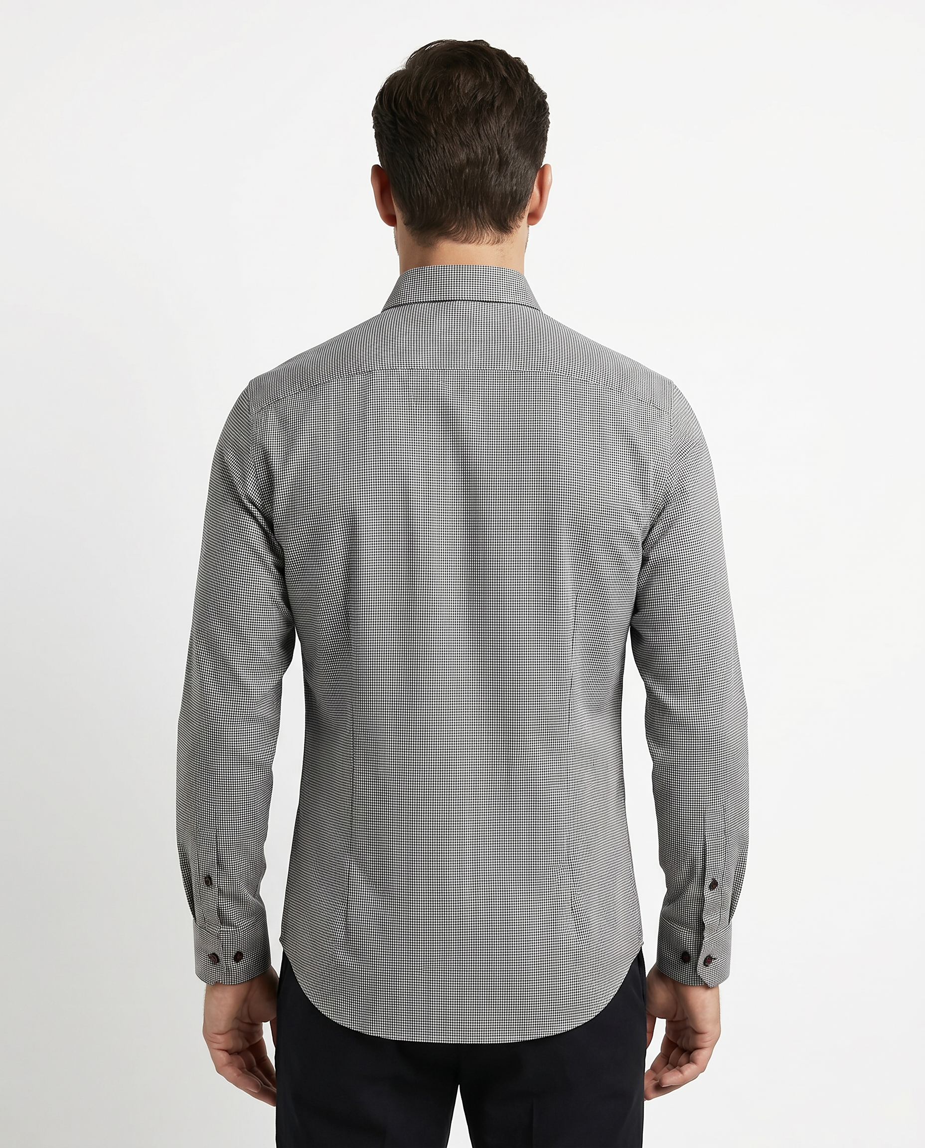 Cole Button-Up Shirt With Contrast Details // Black Houndstooth // Contemporary Fit (Regular)