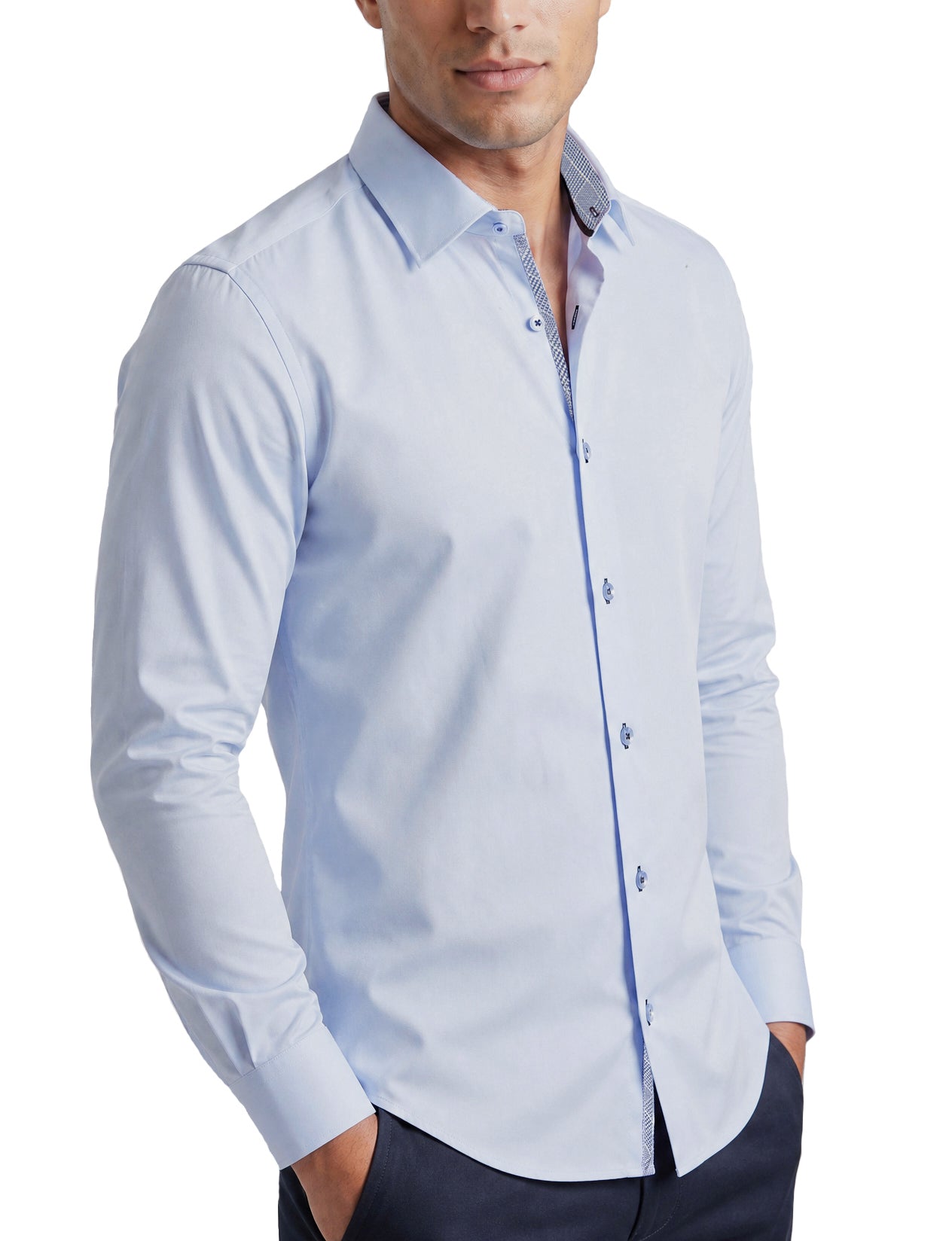 Brad Button-Up Shirt With Contrast Details // Lt Blue // Contemporary Fit (Regular)