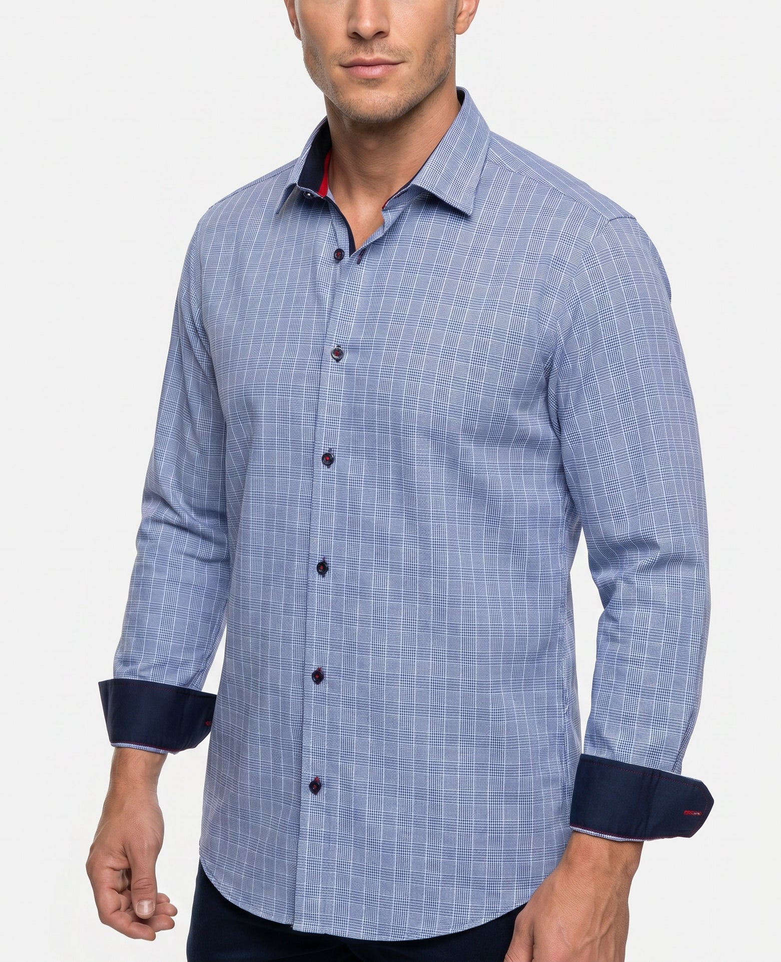 Harrison Button-Up Shirt With Contrast Details // Blue // Contemporary Fit (Regular)
