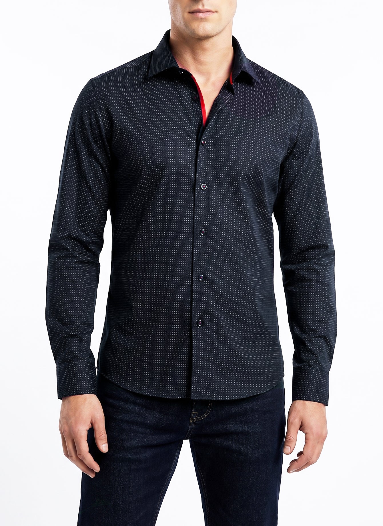Liam Button-Up Shirt With Contrast Details // Navy // Contemporary Fit (Regular)