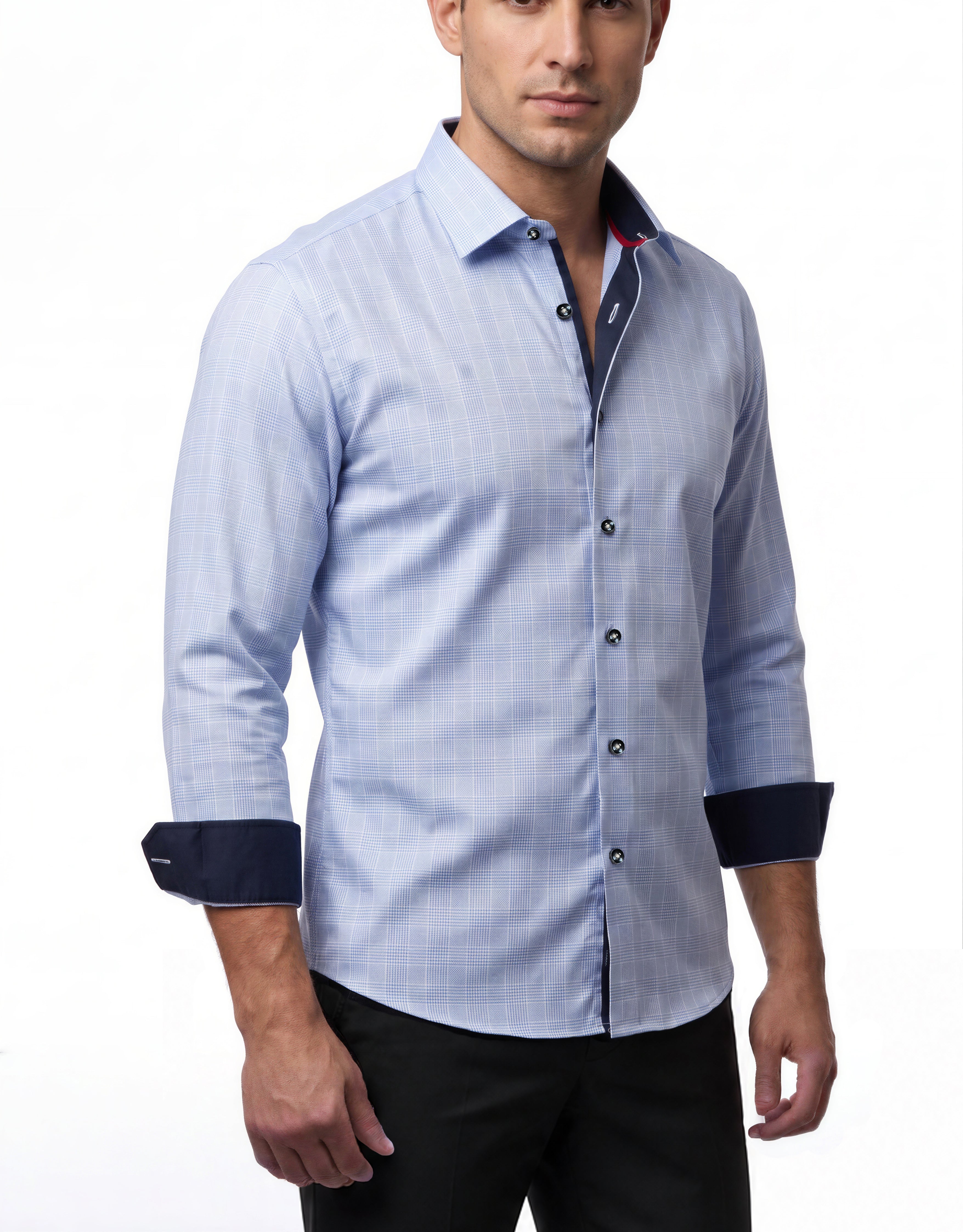 Nick Button-Up Shirt With Contrast Details // Blue // Contemporary Fit (Regular)