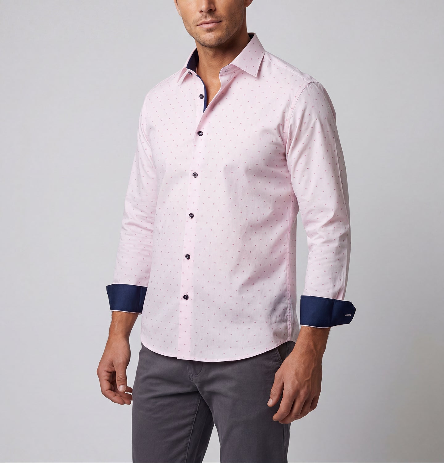 George Button-Up Shirt With Contrast Details // Pink // Contemporary Fit (Regular)